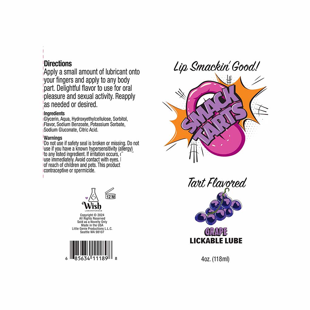 Buy  Smack Tarts Lick Sour Grape Lube 4oz book for her.