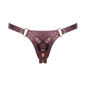Strap-On-Me Vibrator Leatherette Harness Generous One Size Aubergine