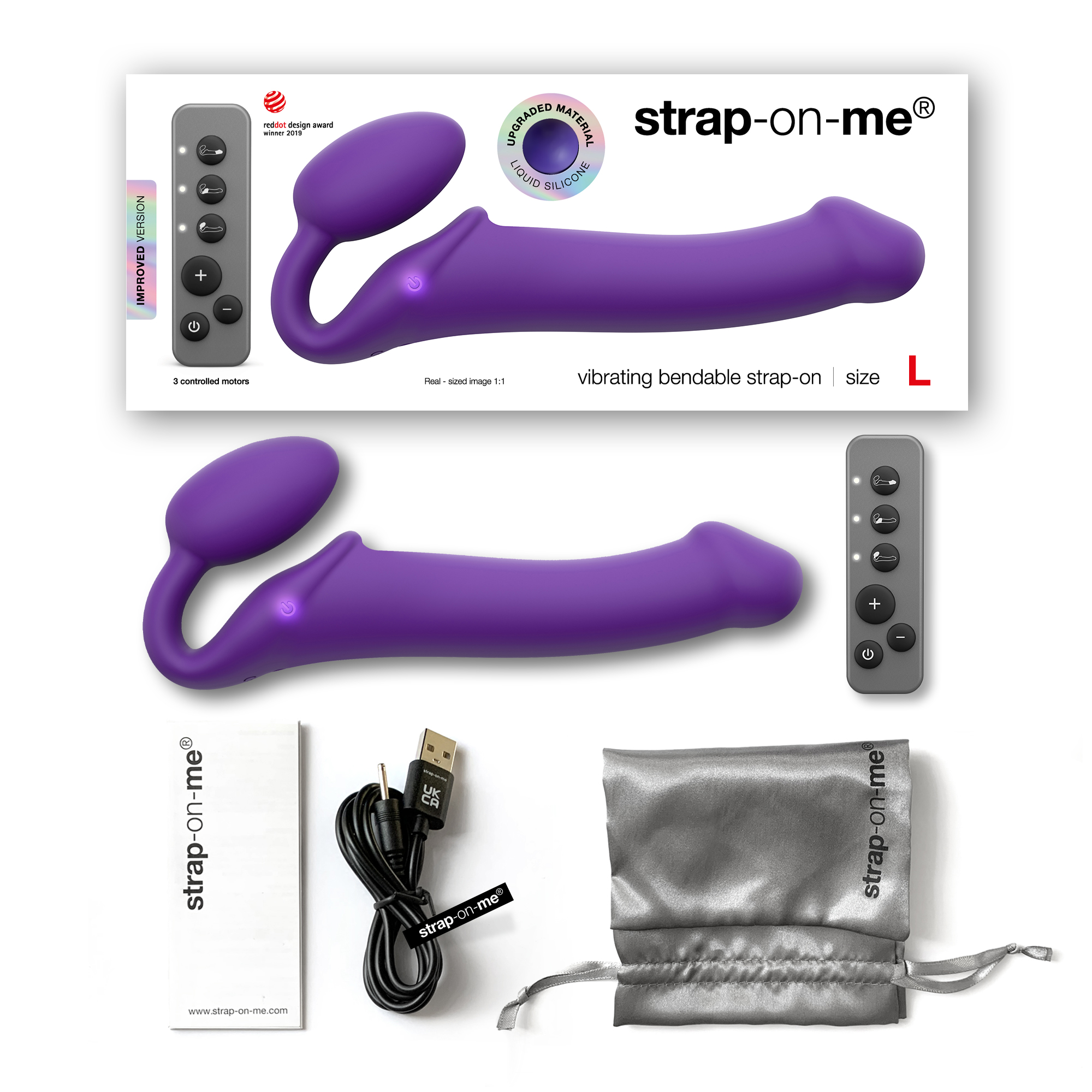 Close-up of the Purple Strap-On-Me vibrator for texture detail