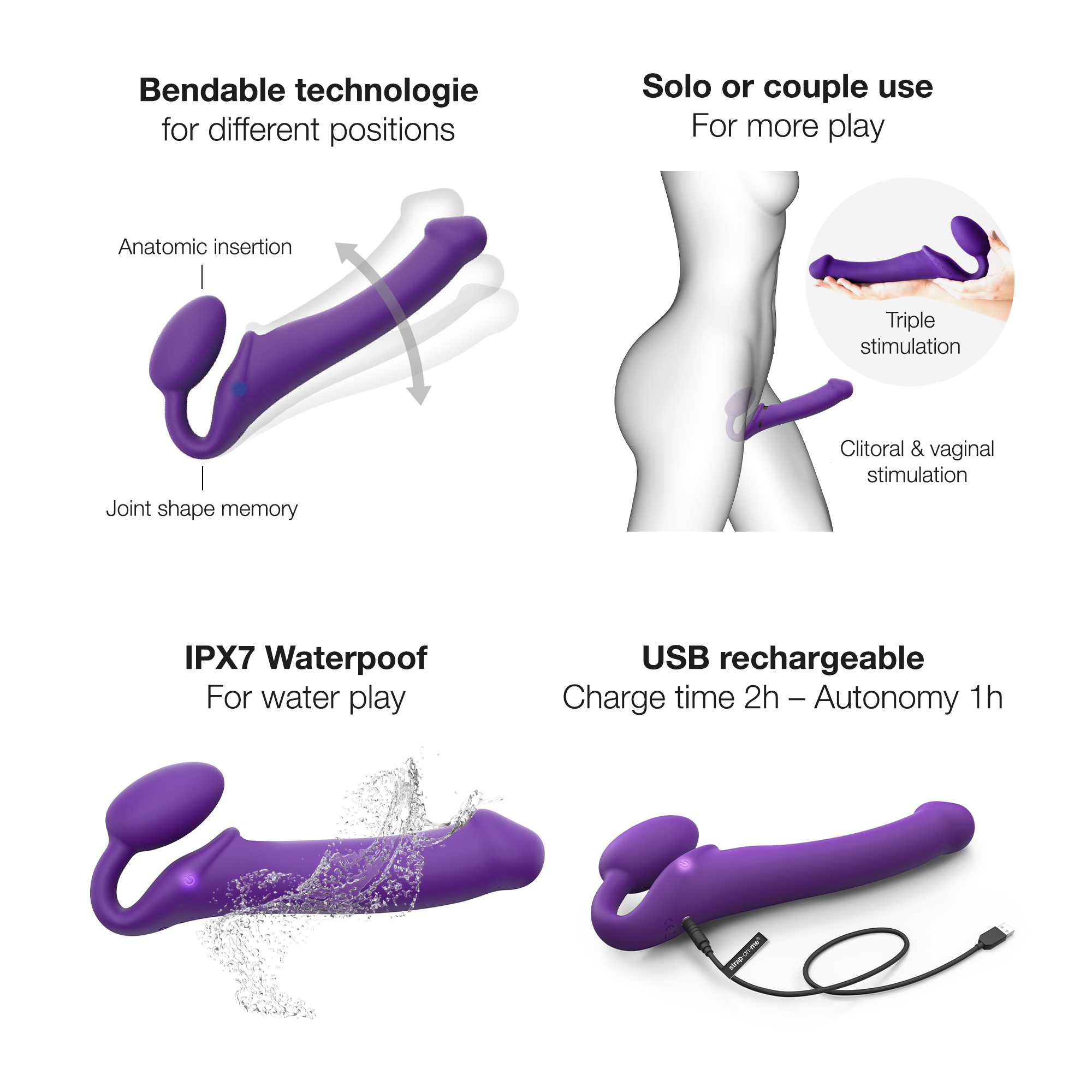 Product image of the Purple Strap-On-Me vibrator on clean background