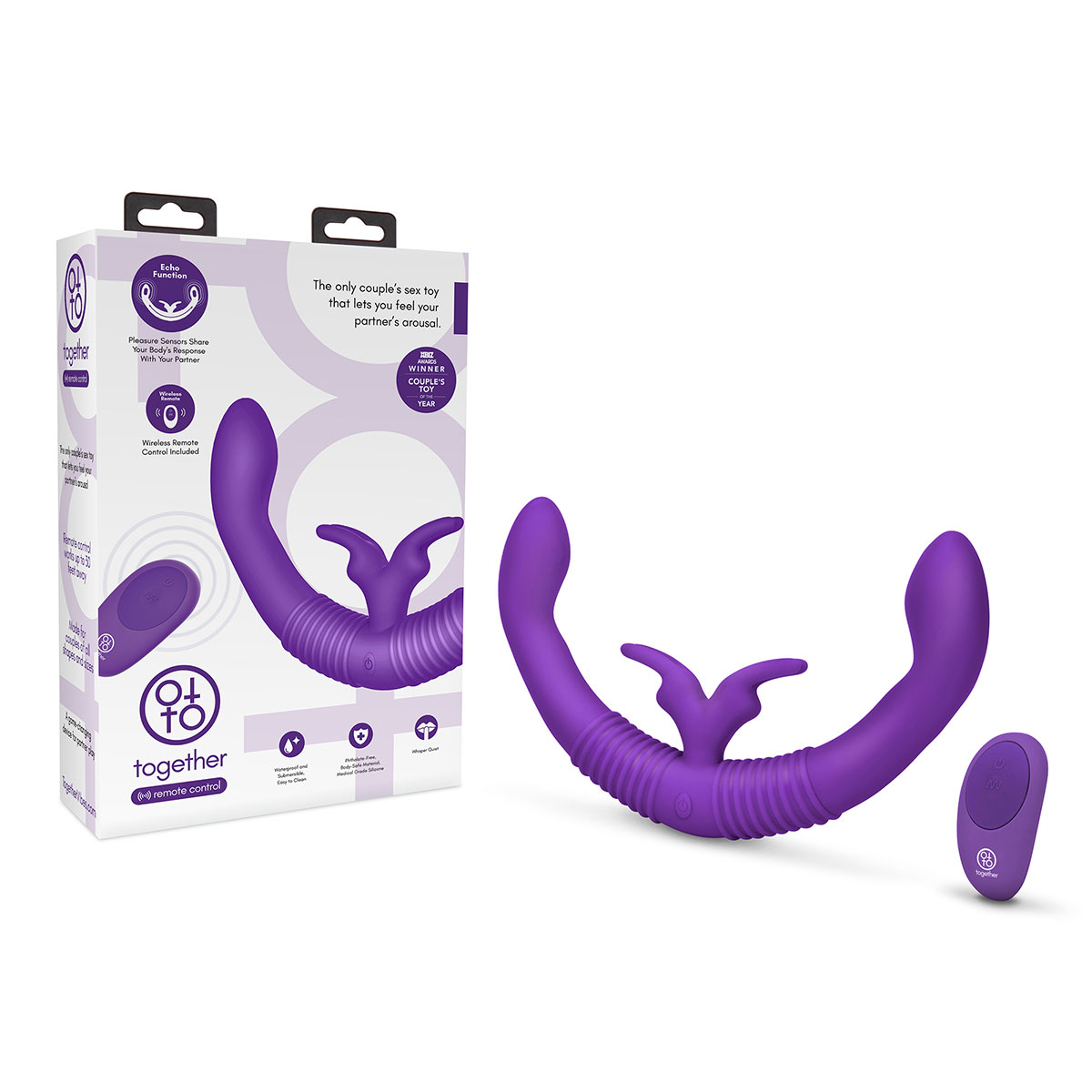 Fully assembled Purple Together Vibe vibrator with smooth exterior