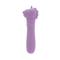 Creative conceptions vibrator unihorn usb karma lilac shown in hand for scale