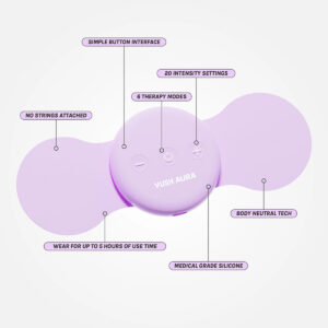 VUSH vibrator Aura Replacement Electro Gel Pads shown in hand for scale