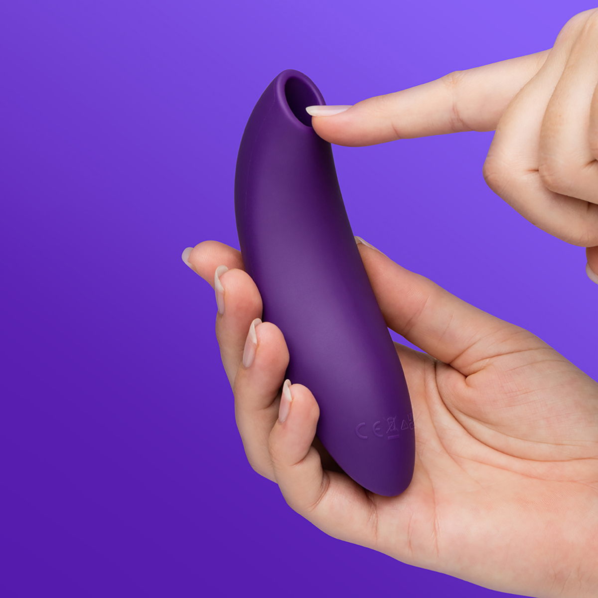 Fully assembled Purple We-Vibe vibrator with smooth exterior