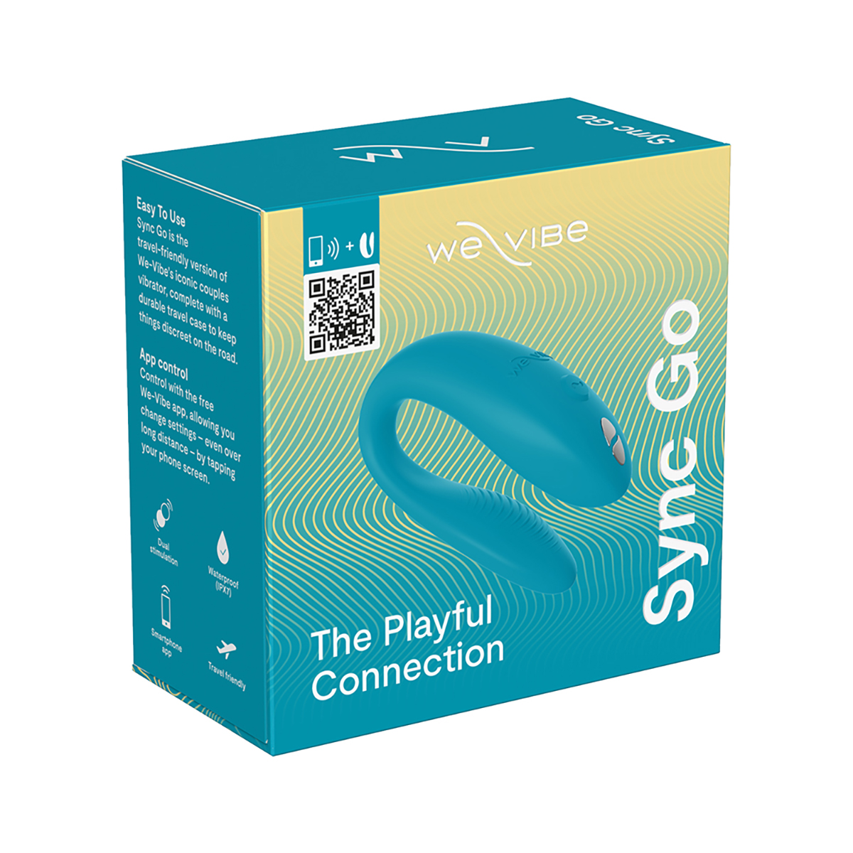 Close-up of the Turquoise We-Vibe vibrator for texture detail
