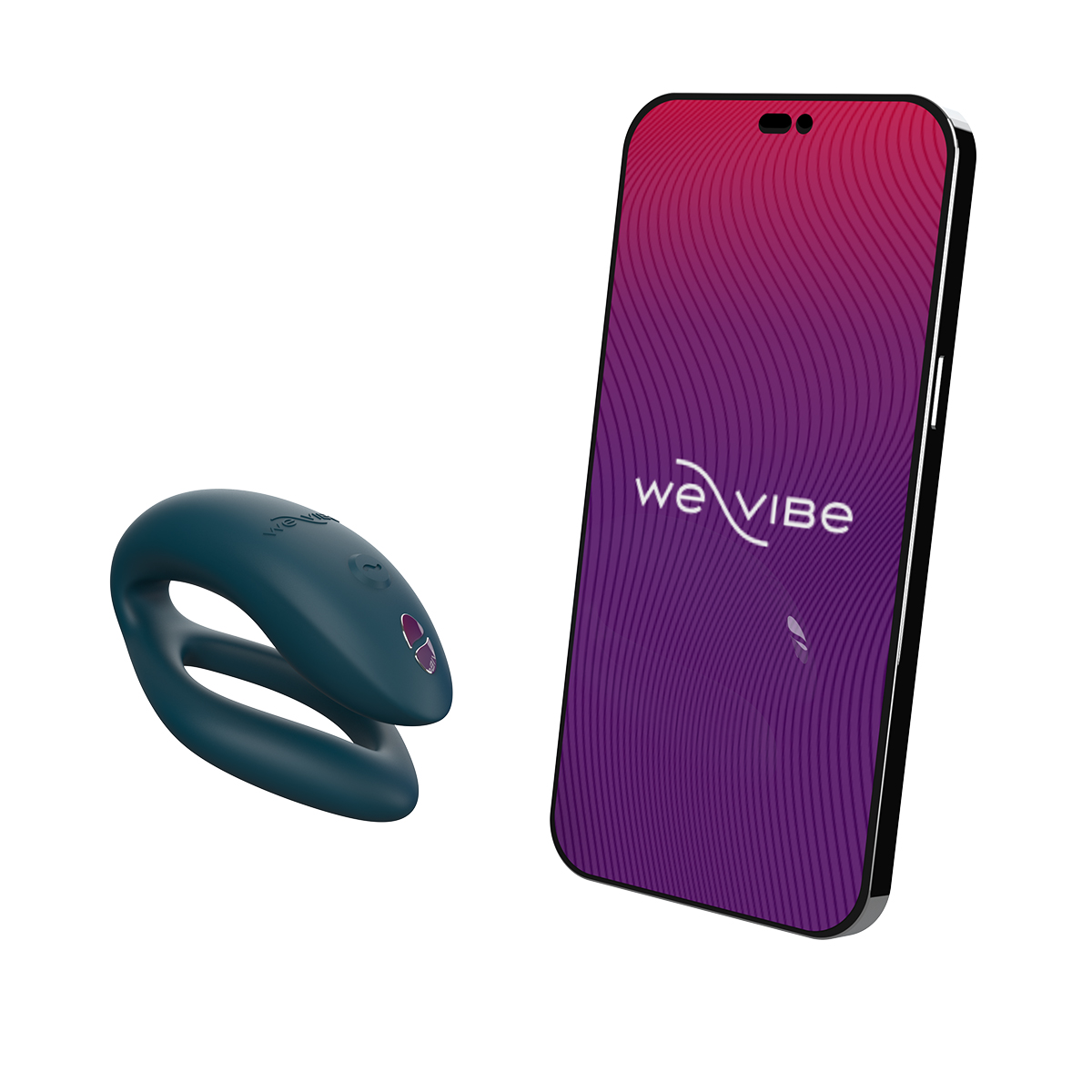 Green We Vibe Sync O Velvet Vibrator box and accessories