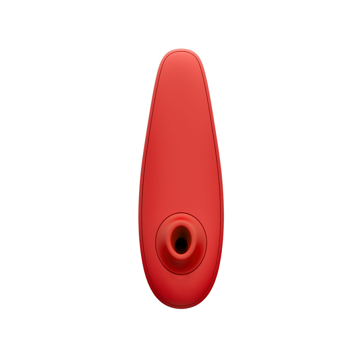Angled view of the Red Womanizer vibrator designed for intimate use