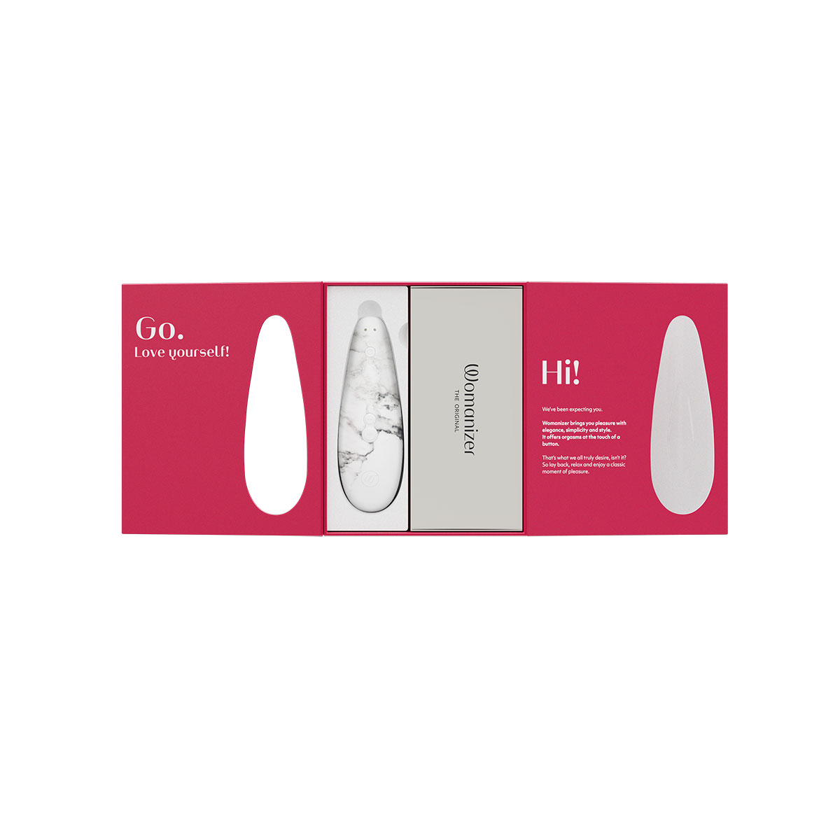 Close-up of the White Womanizer vibrator for texture detail