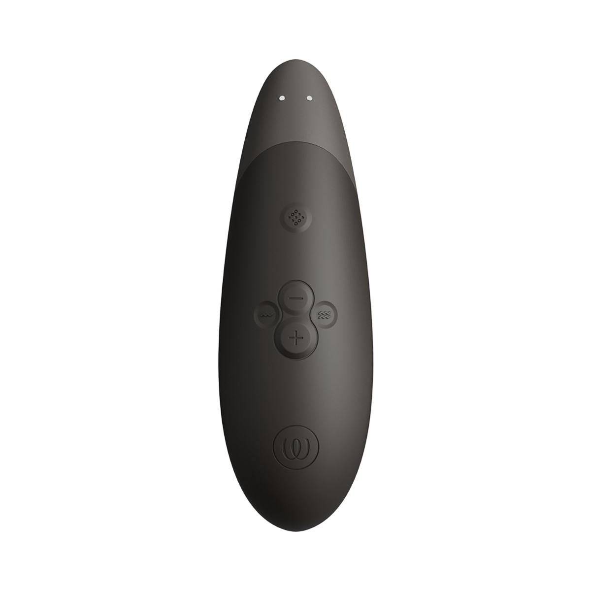 Angled view of the Black Womanizer vibrator designed for intimate use