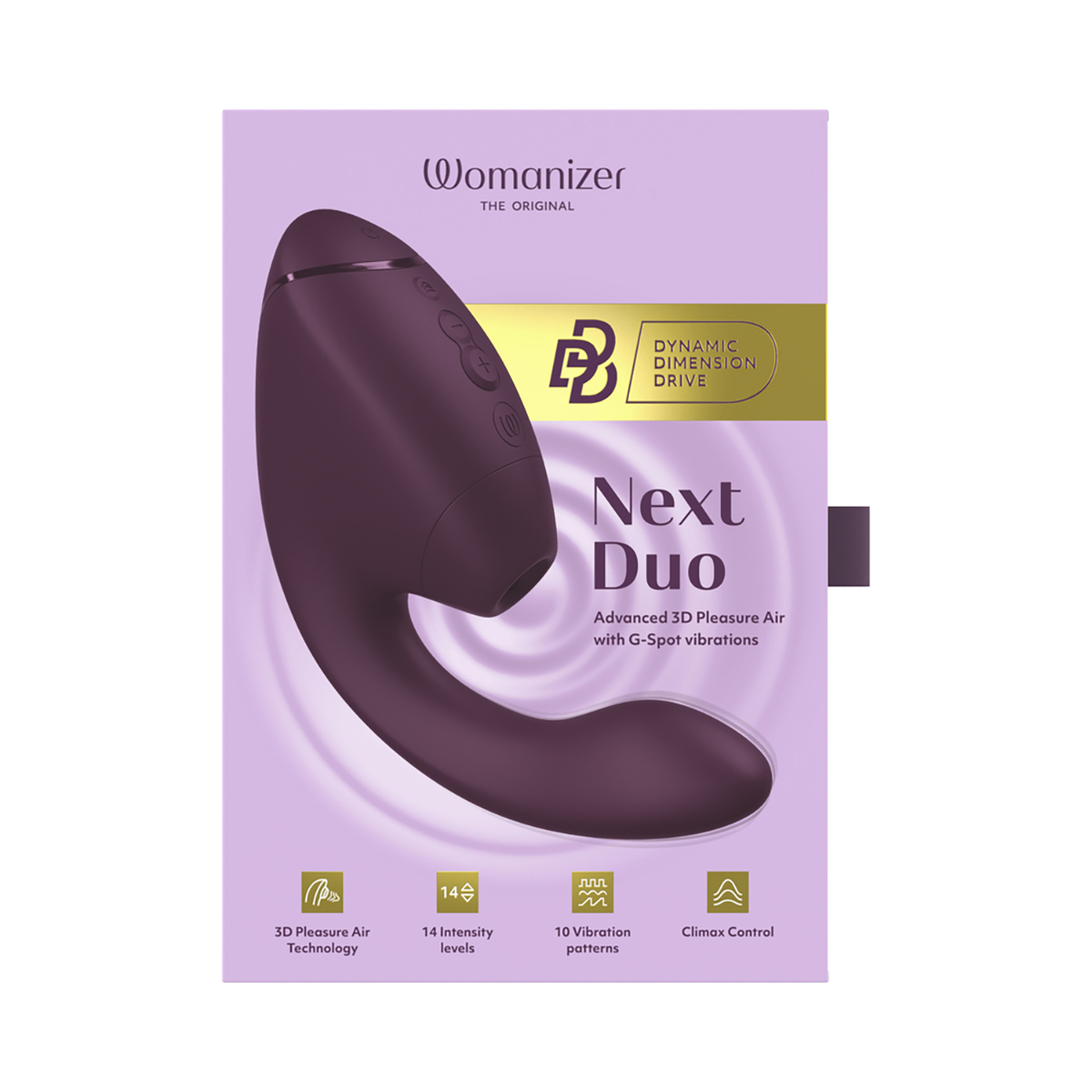 Close-up of the Purple Womanizer vibrator for texture detail