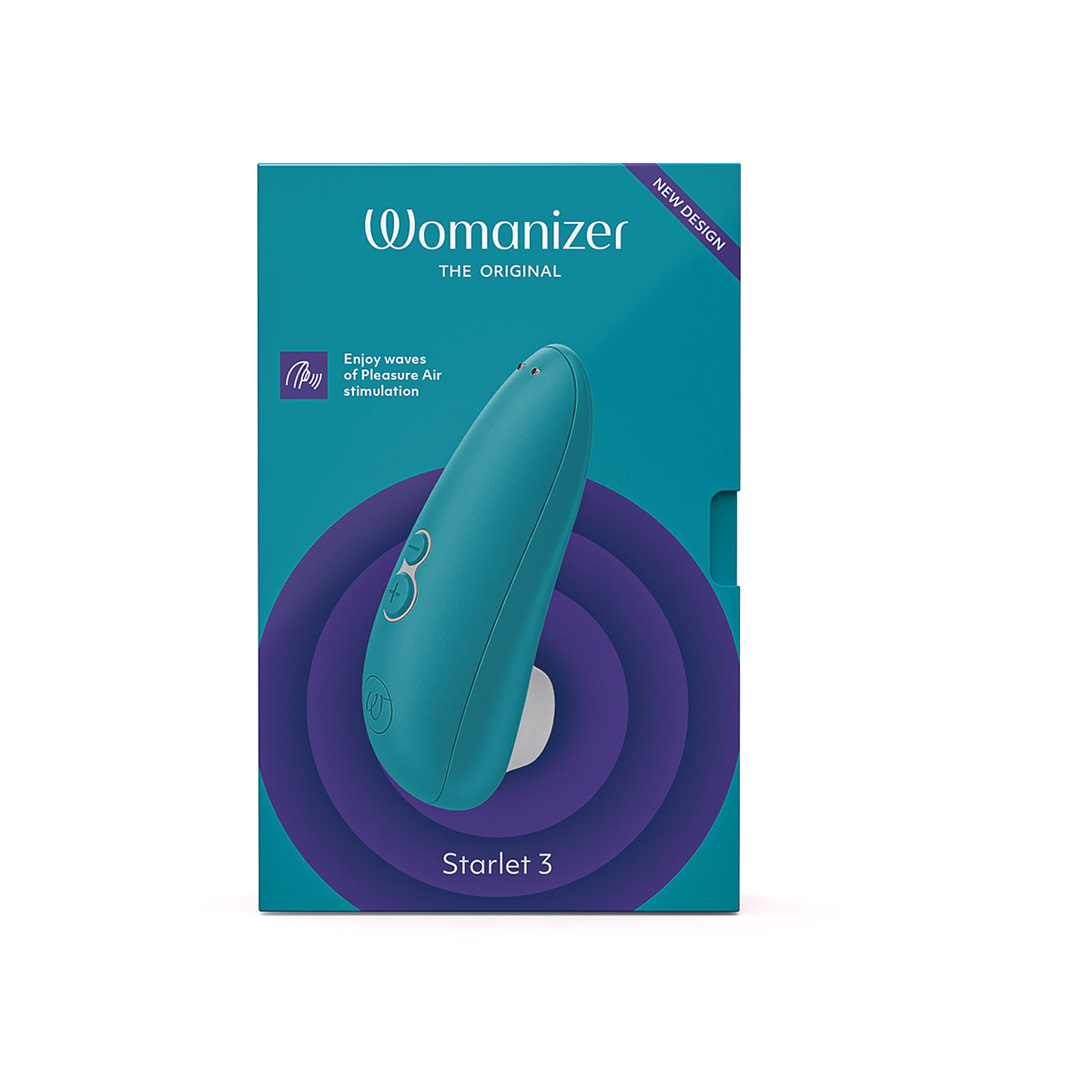 Close-up of the Turquoise Womanizer vibrator for texture detail