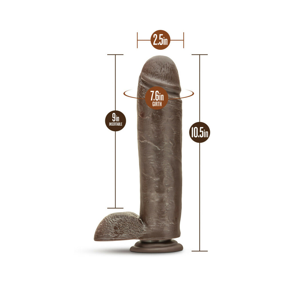 10.5 inch Dildo by Blush in Dark Brown shown for pegging Her or Him