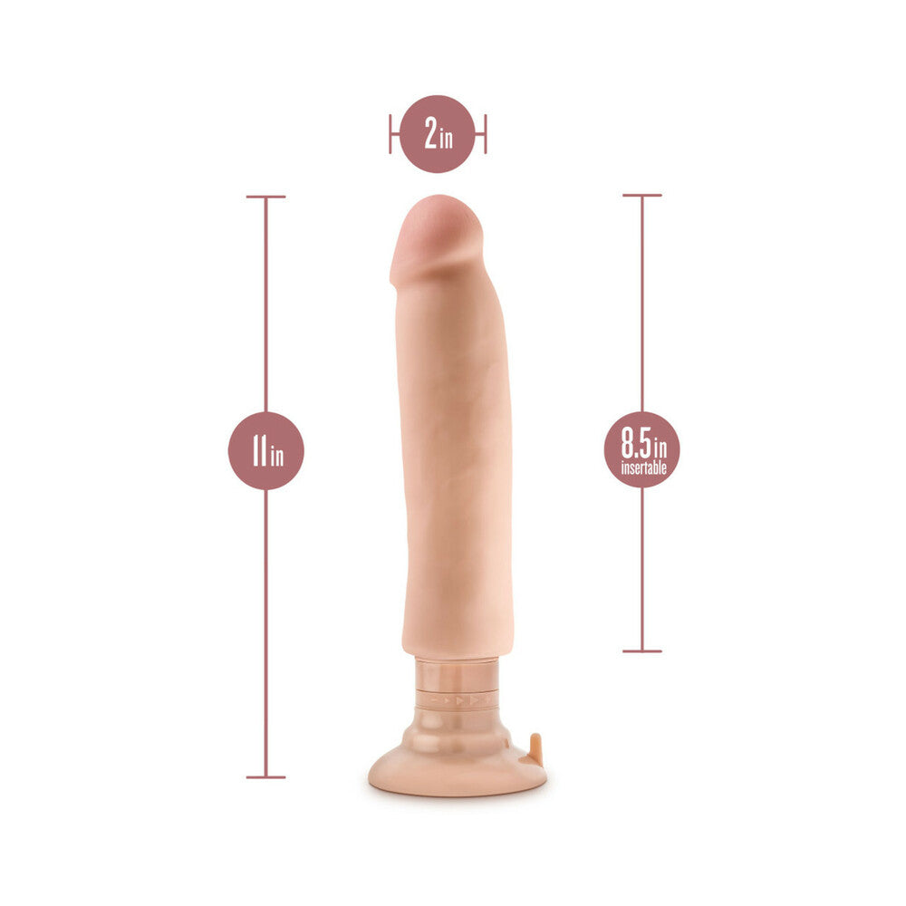 11 inch Dildo by Blush in Vanilla Ivory Beige shown for pegging Her or Him