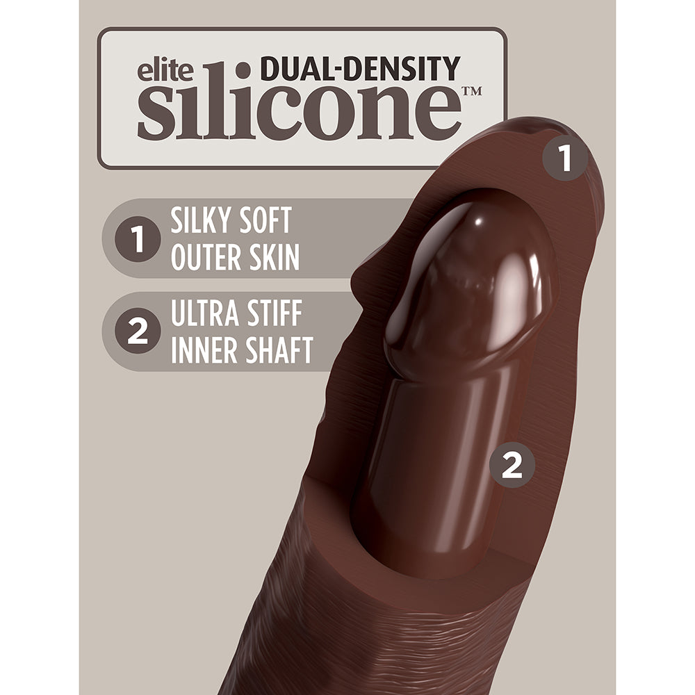 11 inch Dildo by Pipedream in Brown Chocolate Cocoa displayed for pegging Him or Her