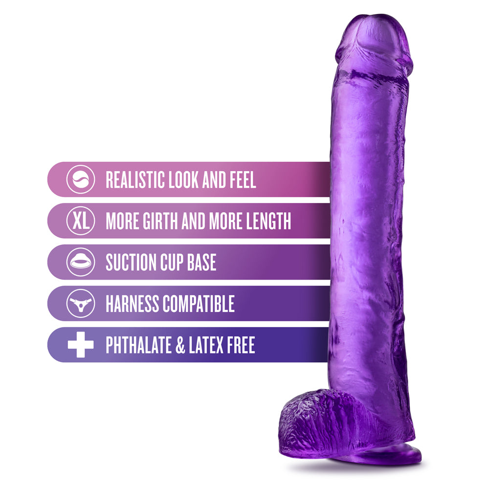 14 inch Dildo by Blush in Purple shown for pegging Her or Him
