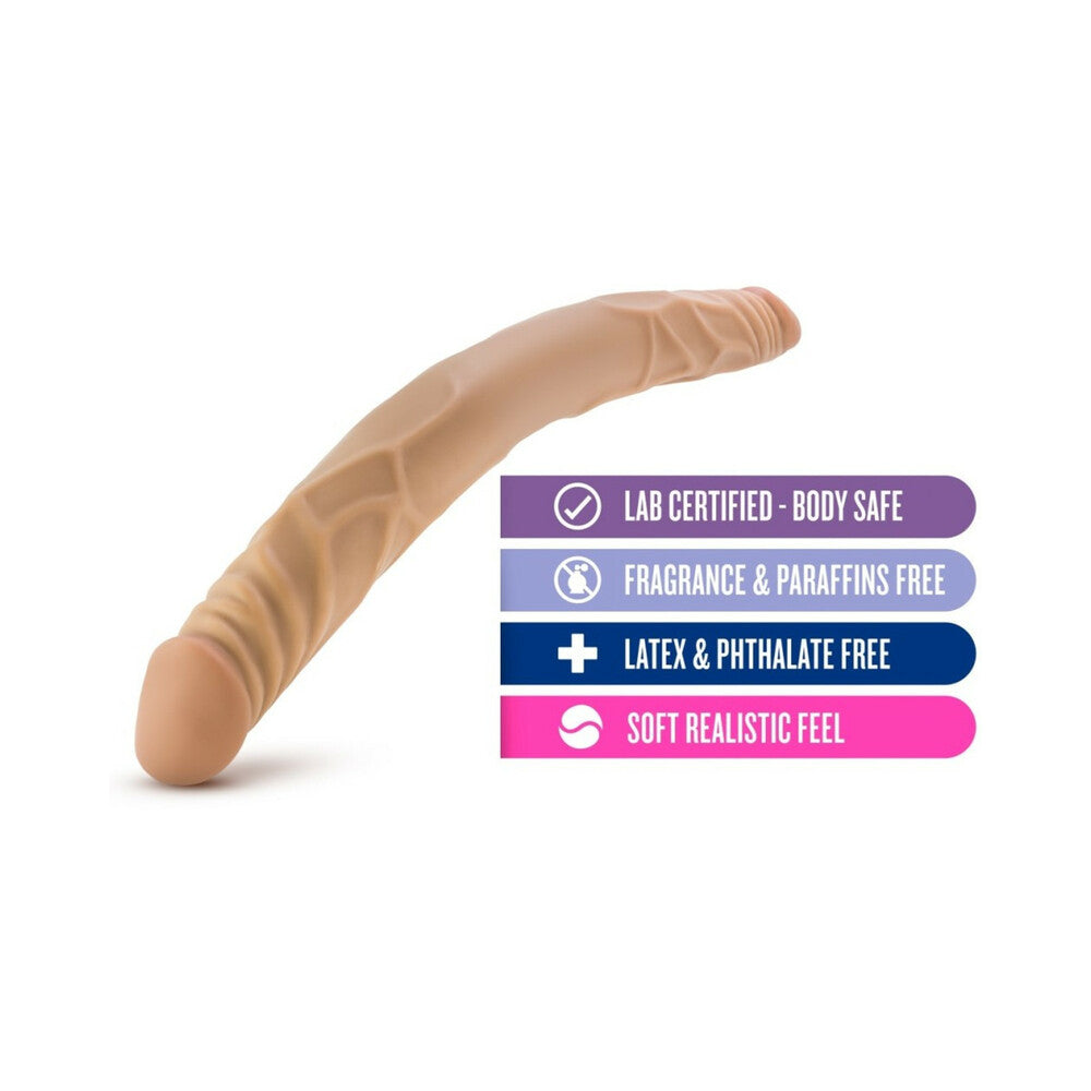 14 inch Dildo by Blush in Tan Light Brown Mocha shown for pegging Her or Him