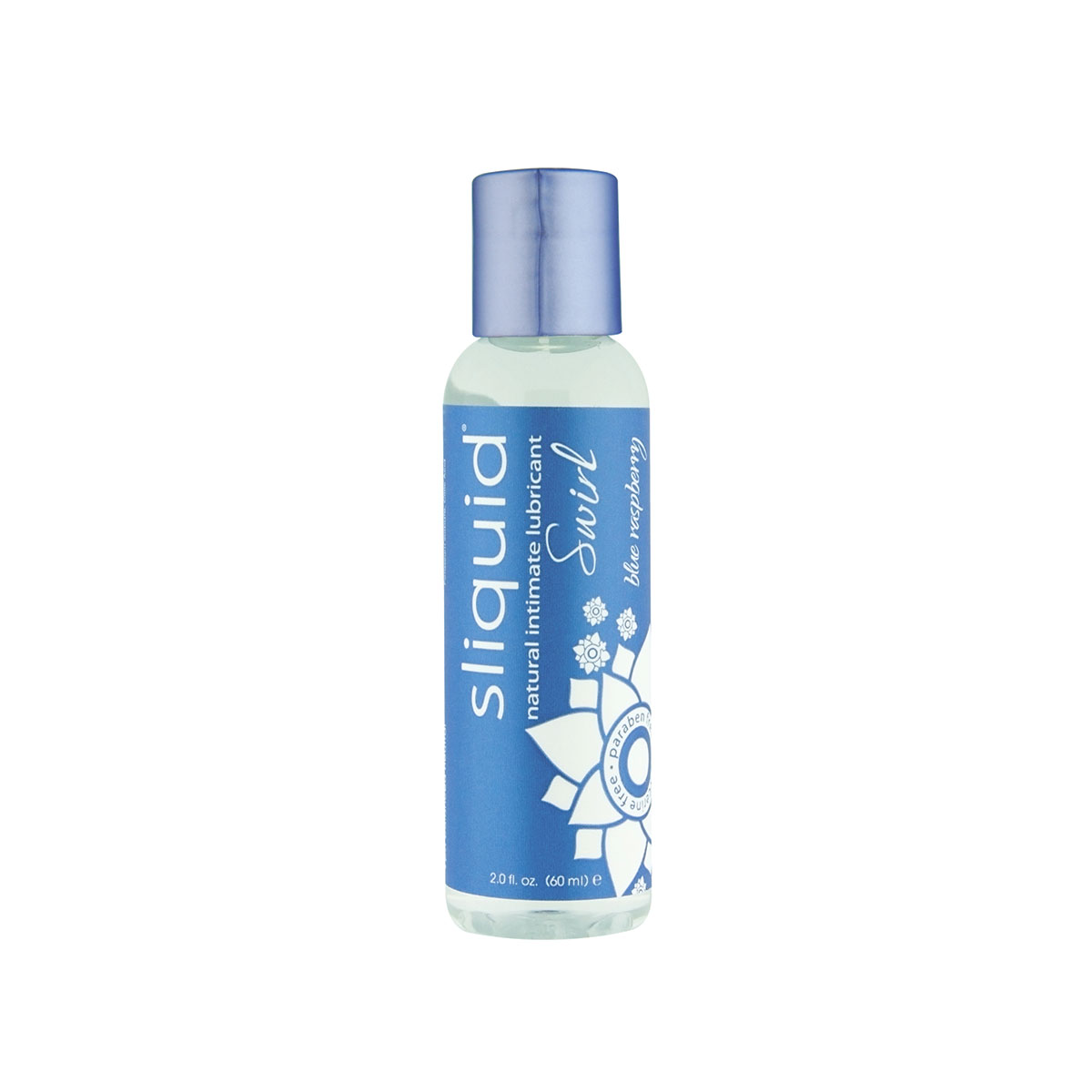 Bottle of 2 oz Water Based Lube Sliquid showing clean, lightweight formula