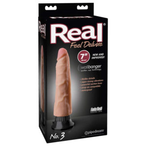 7 inch Dildo Pipedream Vanilla Ivory Beige Real Feel Deluxe No. 3 Realistic Vibrating With Suction Cup Beige