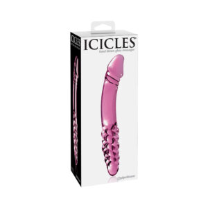9 inch Dildo Pipedream Light Pink Icicles No. 57 Curved Textured Dual Ended Glass