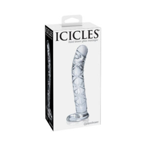 6.5 inch Dildo Pipedream Clear Icicles No. 60 Curved Ribbed Glass