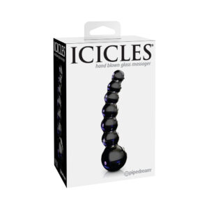 4.75 inch Dildo Pipedream Black Icicles No. 66 Curved Beaded Glass