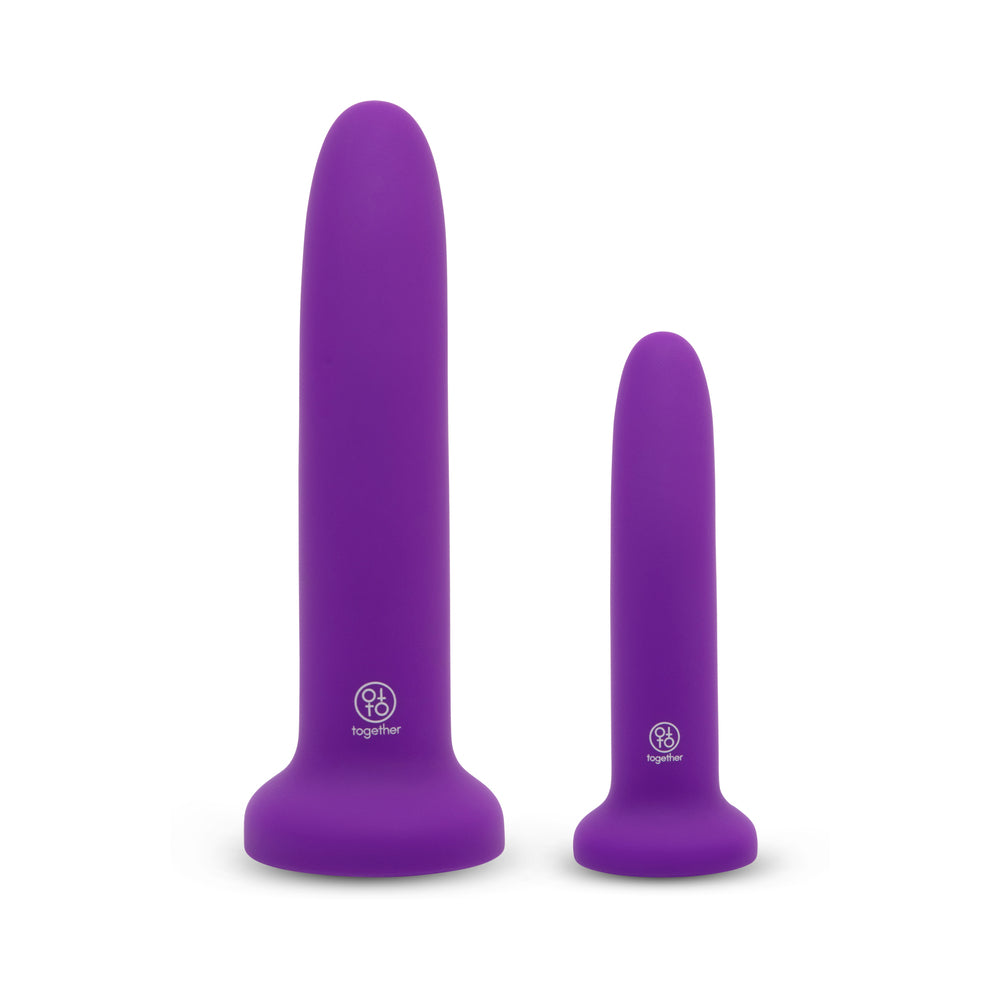5.5 inch Dildo by Together Toy in Purple shown for pegging Her or Him