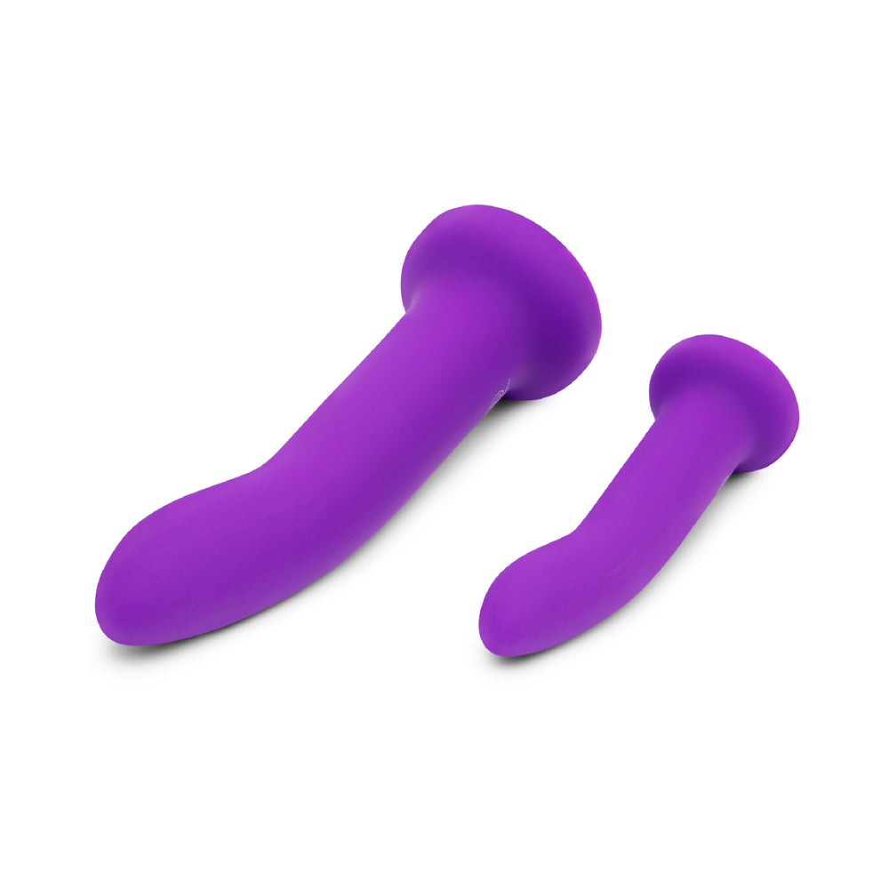 5.5 inch Dildo by Together Toy in Purple displayed for pegging Him or Her