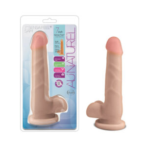 7 inch Dildo Blush Vanilla Ivory Beige Au Naturel Sam Posable Dual Density with Balls Beige