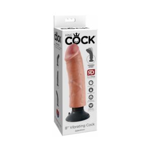 8 inch Dildo Pipedream Vanilla Ivory Beige King Cock Vibrating Cock Poseable With Suction Cup Beige
