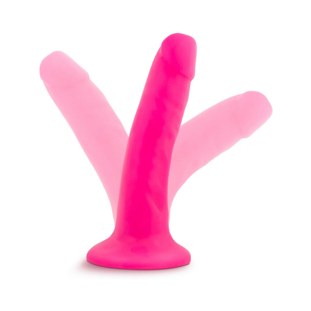 6 inch Dildo by Blush in Hot Pink Magenta Fuchsia displayed for pegging Him or Her