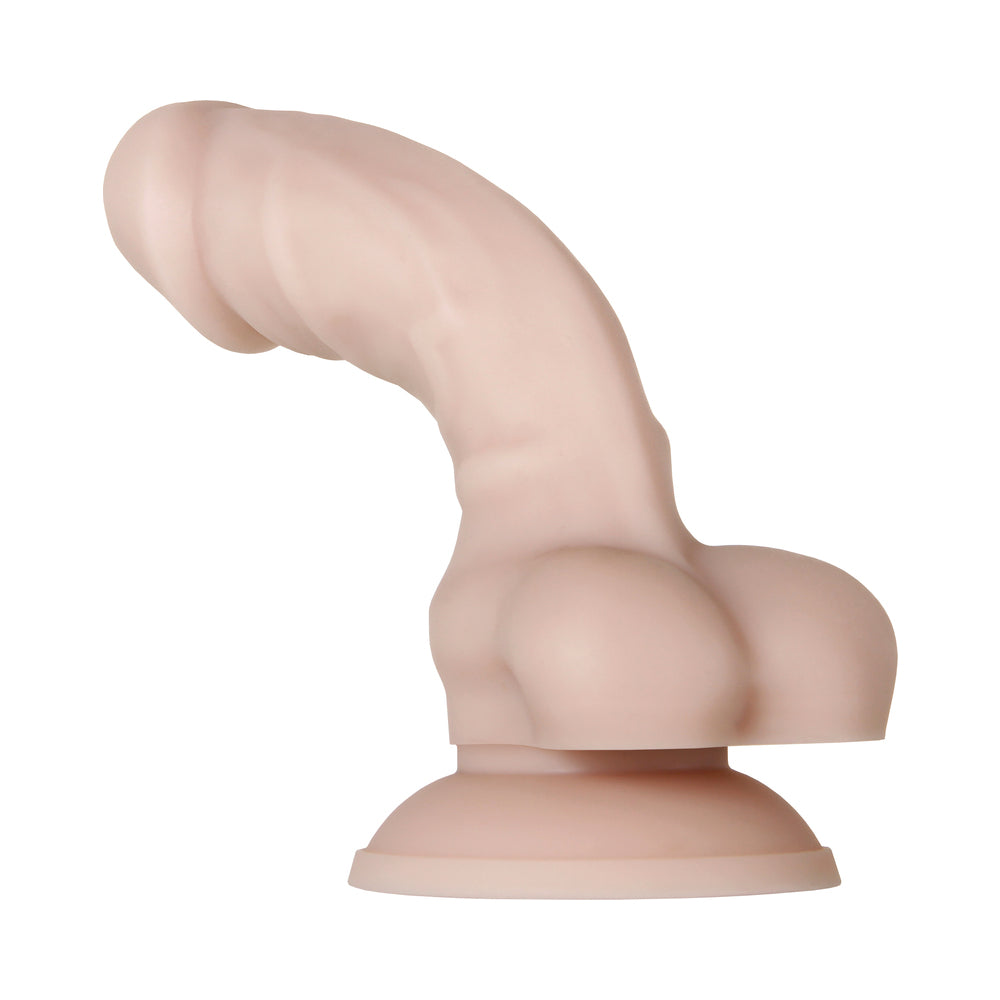 6 inch Dildo by Evolved in Vanilla Ivory Beige shown for pegging Her or Him