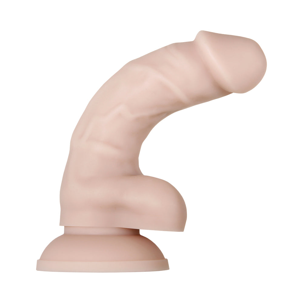 6 inch Dildo by Evolved in Vanilla Ivory Beige displayed for pegging Him or Her