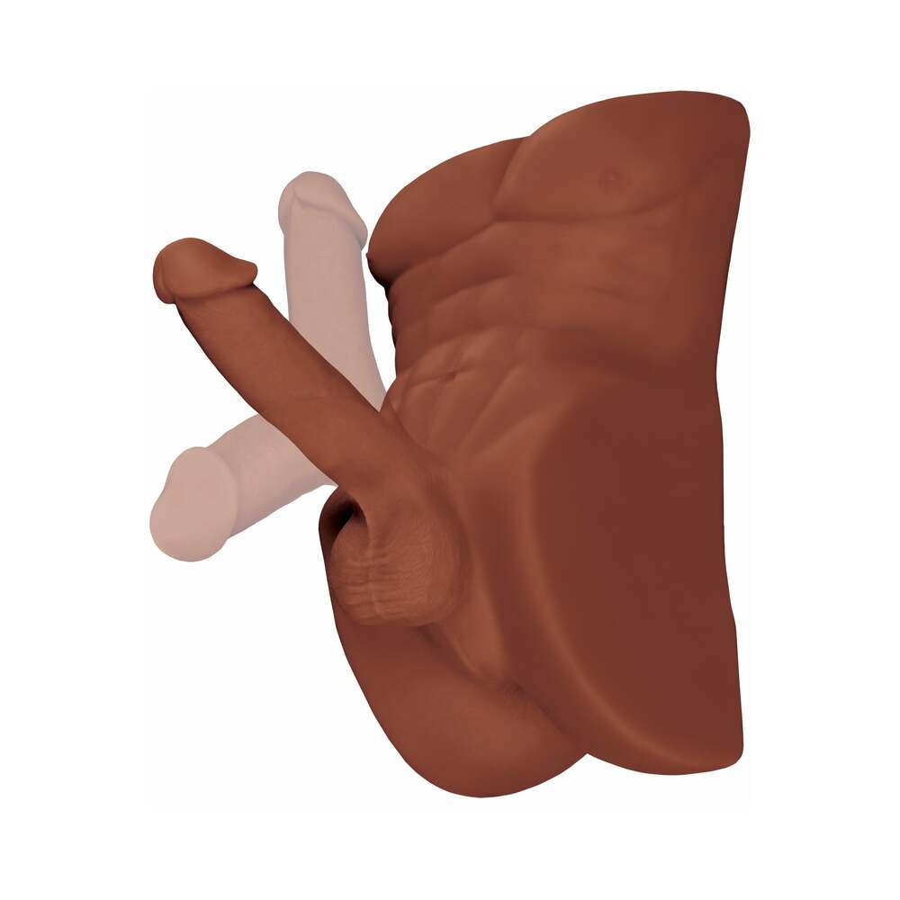 6 inch Dildo by PDX Brands in Brown Chocolate Cocoa shown for pegging Her or Him