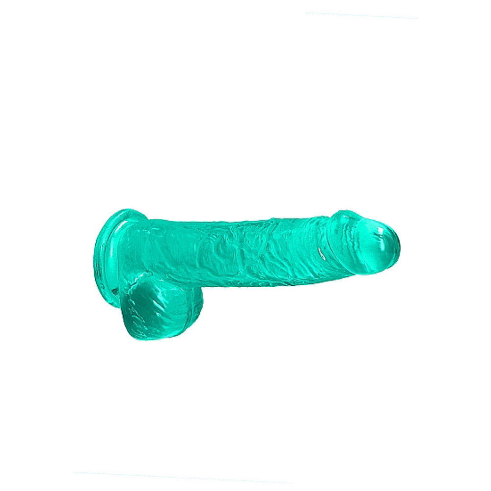 6 inch Dildo by Shots in Teal Turquoise Aqua shown for pegging Her or Him