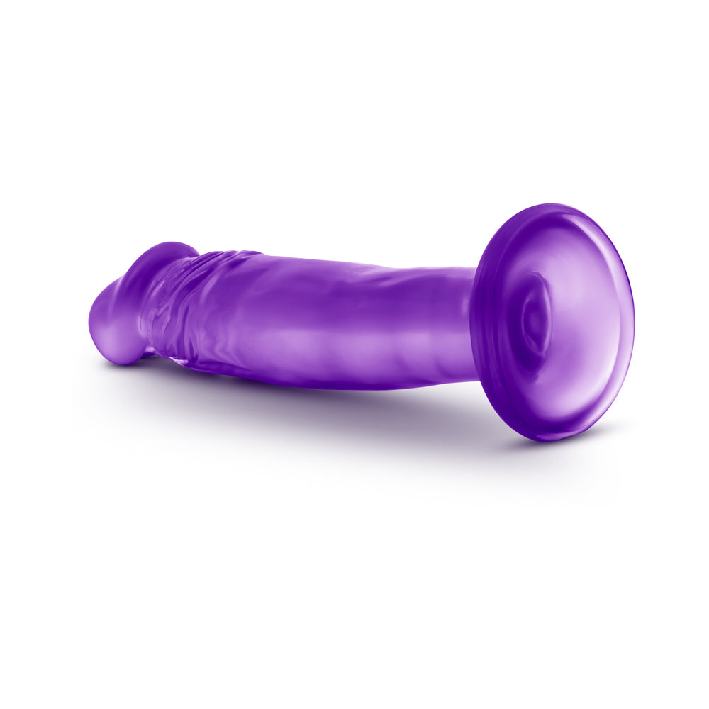 6.5 inch Dildo by Blush in Purple shown for pegging Her or Him