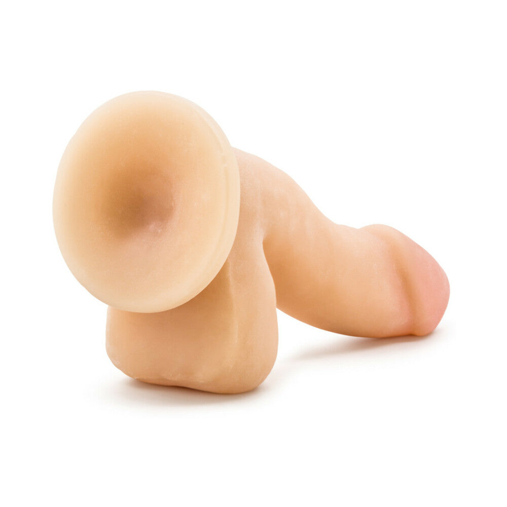 6.5 inch Dildo by Blush in Vanilla Ivory Beige shown for pegging Her or Him