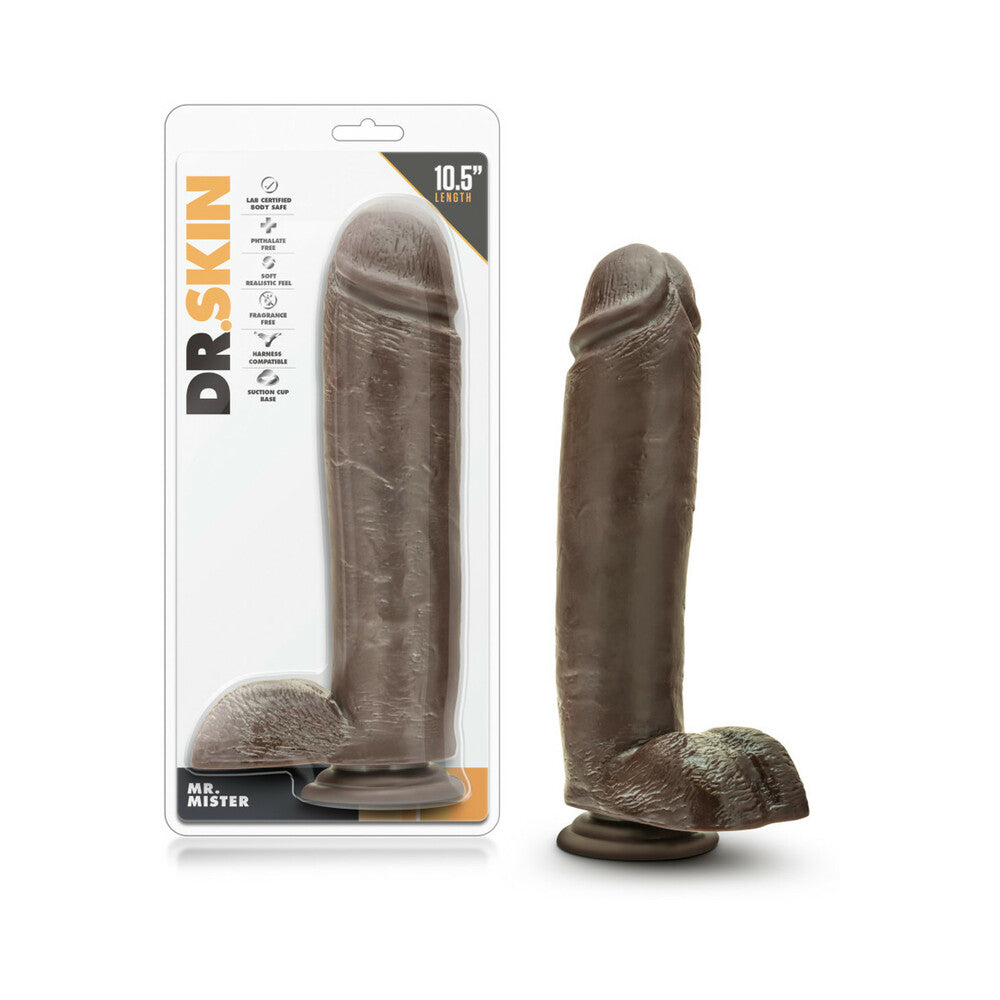 10.5 inch Dildo by Blush in Dark Brown shown for use by Her or Him