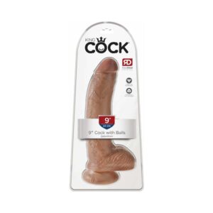 9 inch Dildo Pipedream Tan Light Brown Mocha King Cock Cock With Balls Realistic Suction Cup