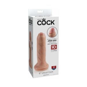 6 inch Dildo Pipedream Vanilla Ivory Beige King Cock Uncut Cock Realistic With Moveable Foreskin & Suction Cup Beige