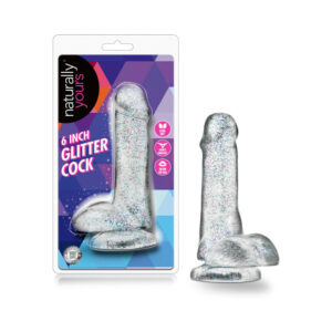 6 inch Dildo Blush Clear Naturally Yours Glitter Cock Realistic with Balls Sparkling