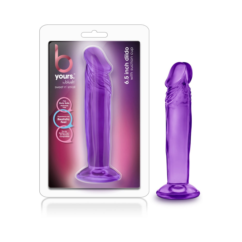 6.5 inch Dildo by Blush in Purple shown for use by Her or Him