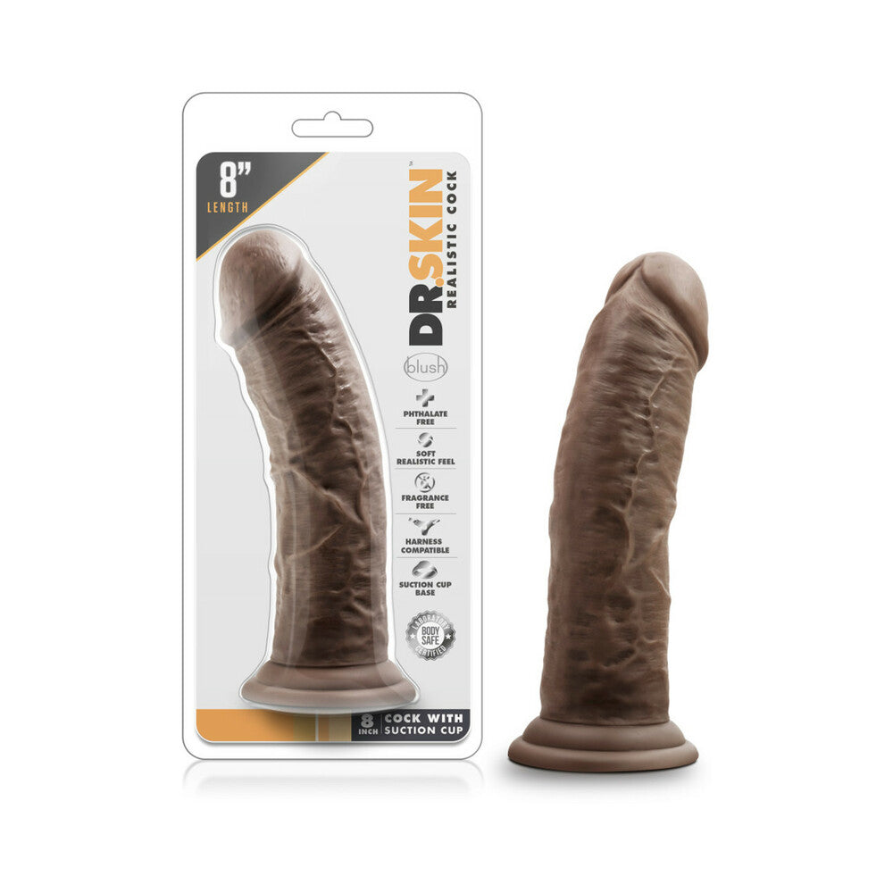 8 inch Dildo by Blush in Dark Brown shown for use by Her or Him