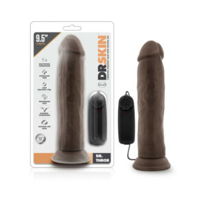 9.5 inch Dildo Blush Dark Brown Dr Skin Dr Throb Realistic Vibrating