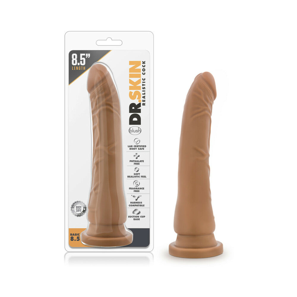 8.5 inch Dildo by Blush in Tan Light Brown Mocha shown for use by Her or Him