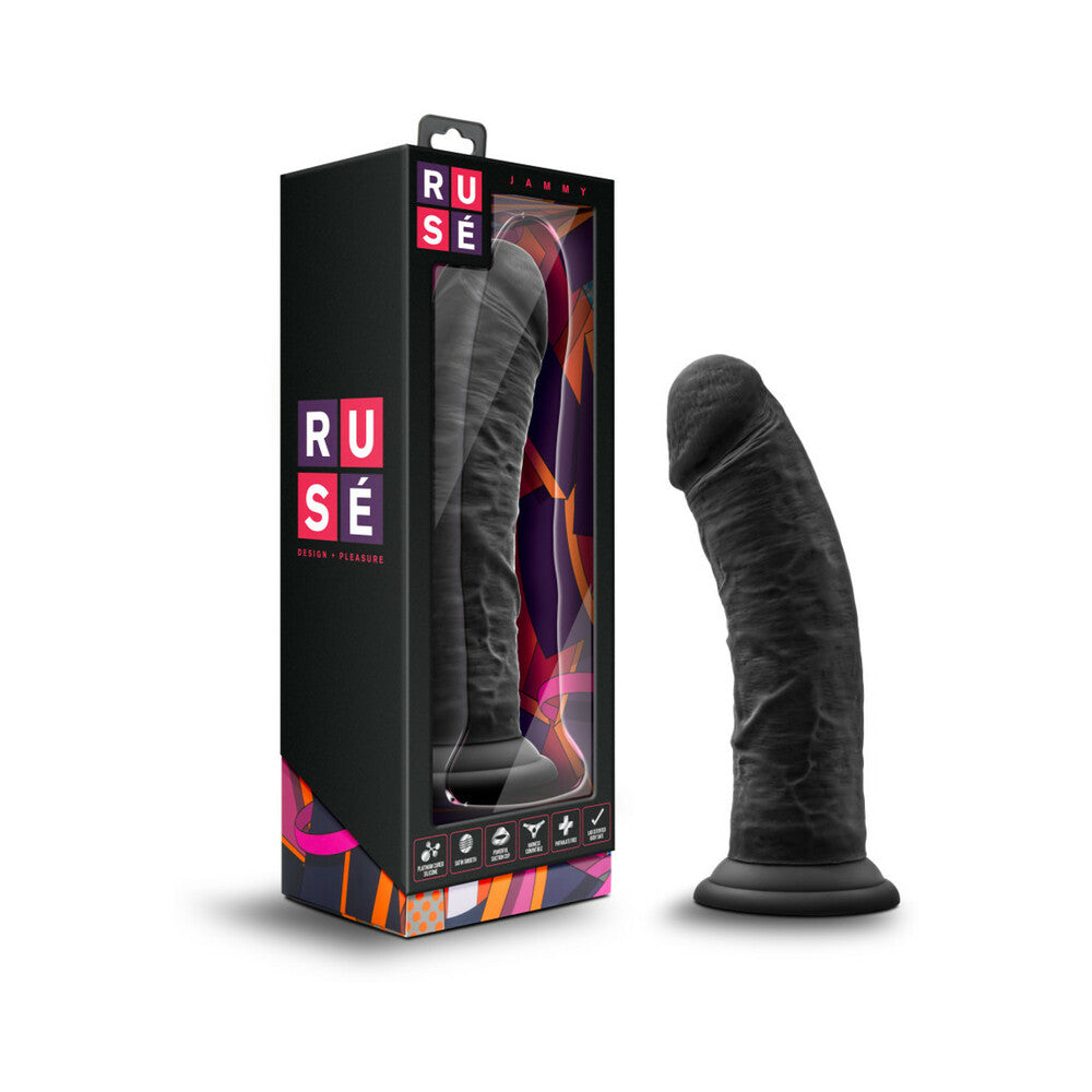 8 inch Dildo by Blush in Black shown for use by Her or Him