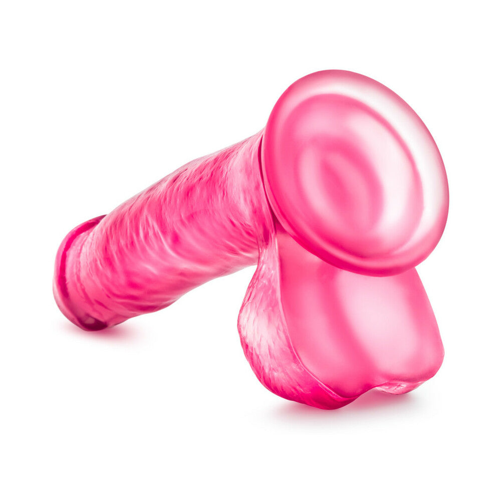 7 inch Dildo by Blush in Hot Pink Magenta Fuchsia shown for pegging Her or Him