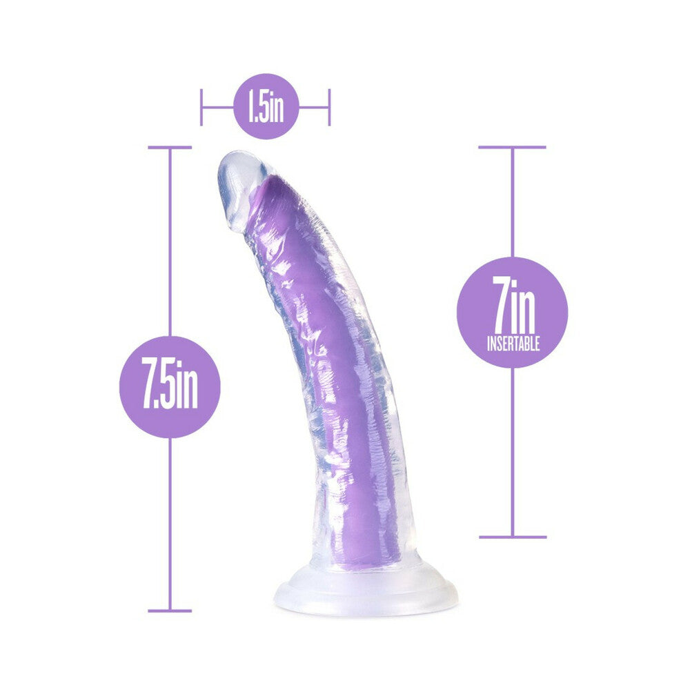 7 inch Dildo by Blush in Purple displayed for pegging Him or Her