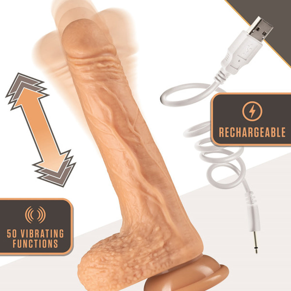7 inch Dildo by Blush in Vanilla Ivory Beige displayed for pegging Him or Her