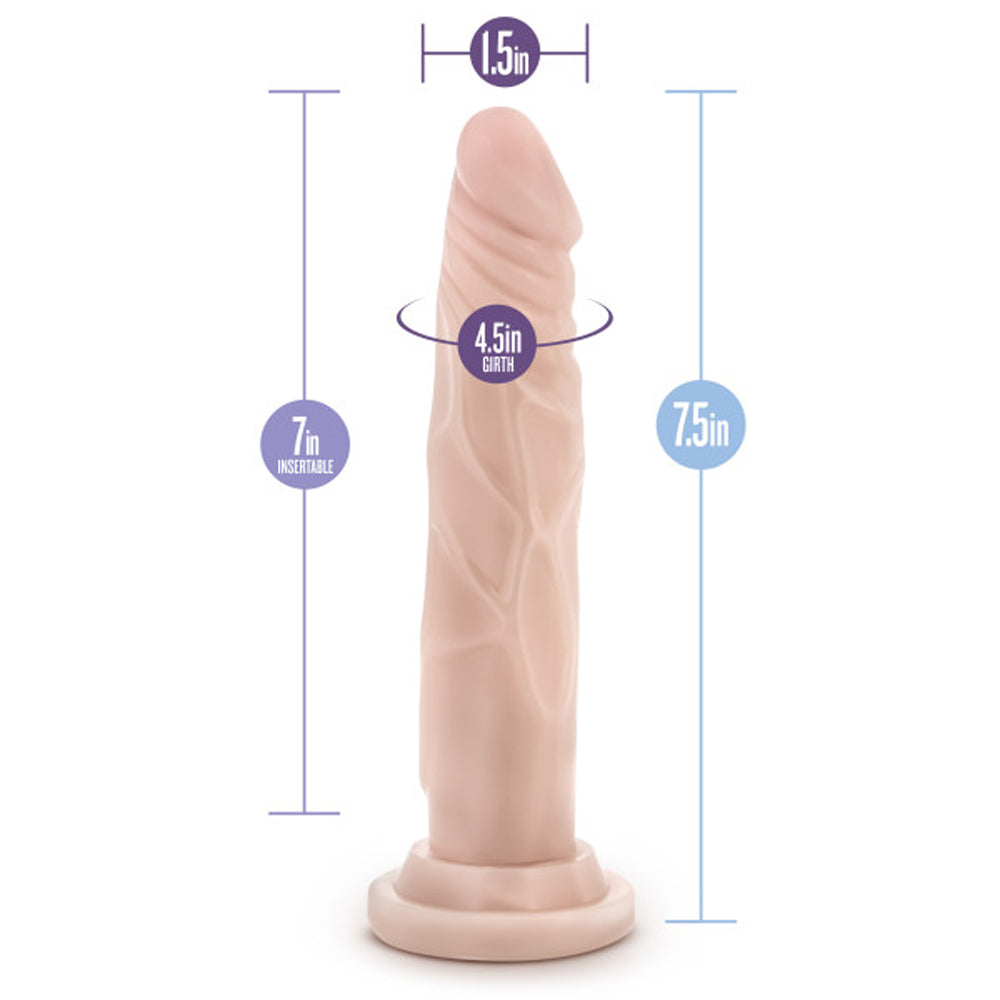 7 inch Dildo by Blush in Vanilla Ivory Beige shown for pegging Her or Him