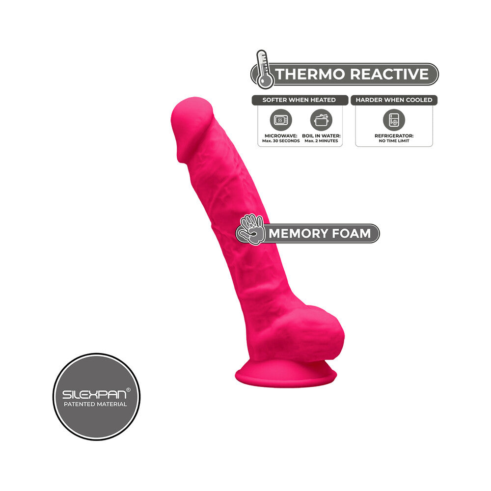 7 inch Dildo by Doc Johnson in Hot Pink Magenta Fuchsia displayed for pegging Him or Her